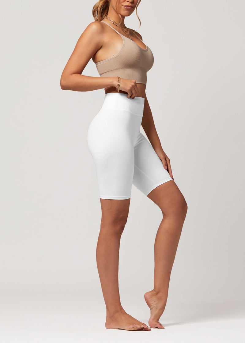 Conceited Biker Shorts for Women - Spandex - High Waisted - Soft - Casual - Super White - Small - Medium - Image 4
